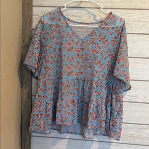 Floral V-Neck Women Top